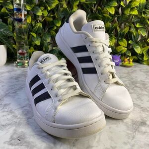 Adidas Classic White Sneakers with Black Stripes